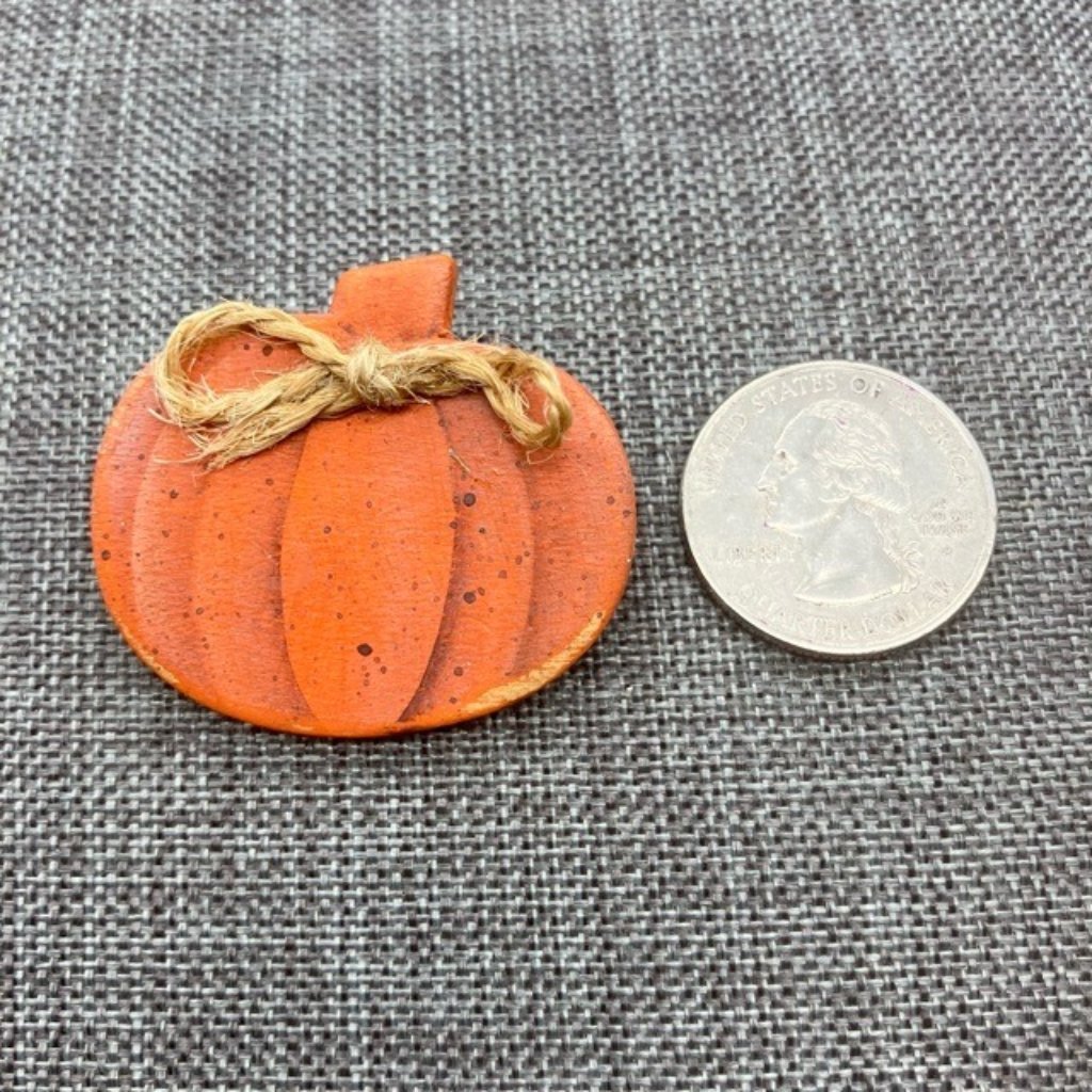 Handmade Wooden Pumpkin Brooch Pin As Is Jute Twine Ribbon Bow Fall Rustic Orang